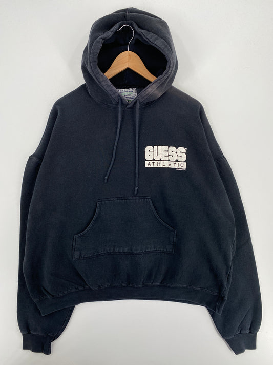 1993 GUESS ATHLETIC Made in USA Size XL Vintage Hoodie Sweat-Shirt / A6041
