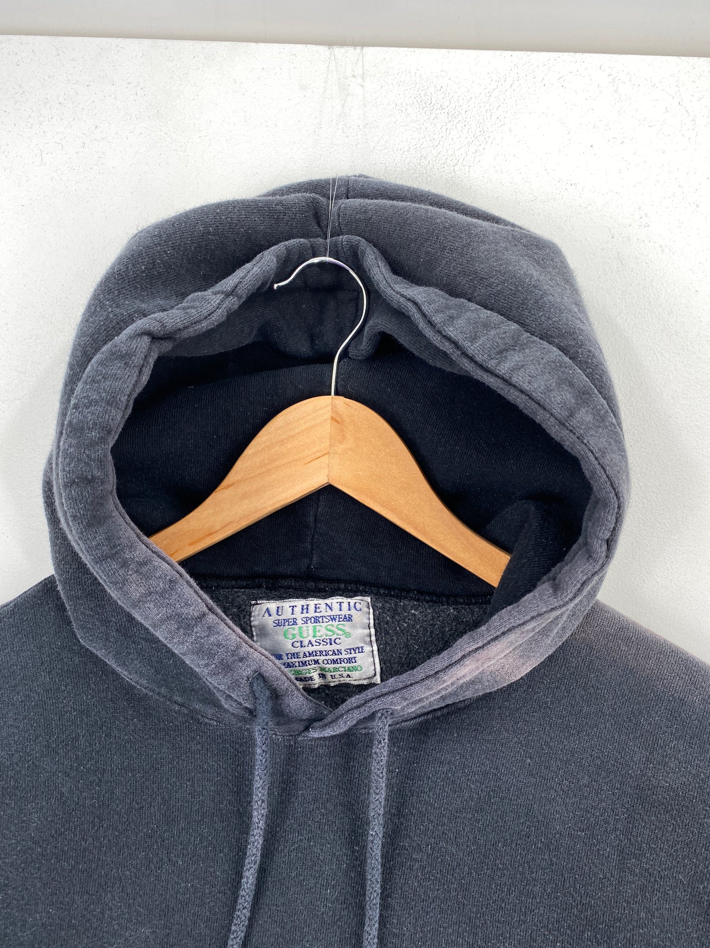 1993 GUESS ATHLETIC Made in USA Size XL Vintage Hoodie Sweat-Shirt / A6041