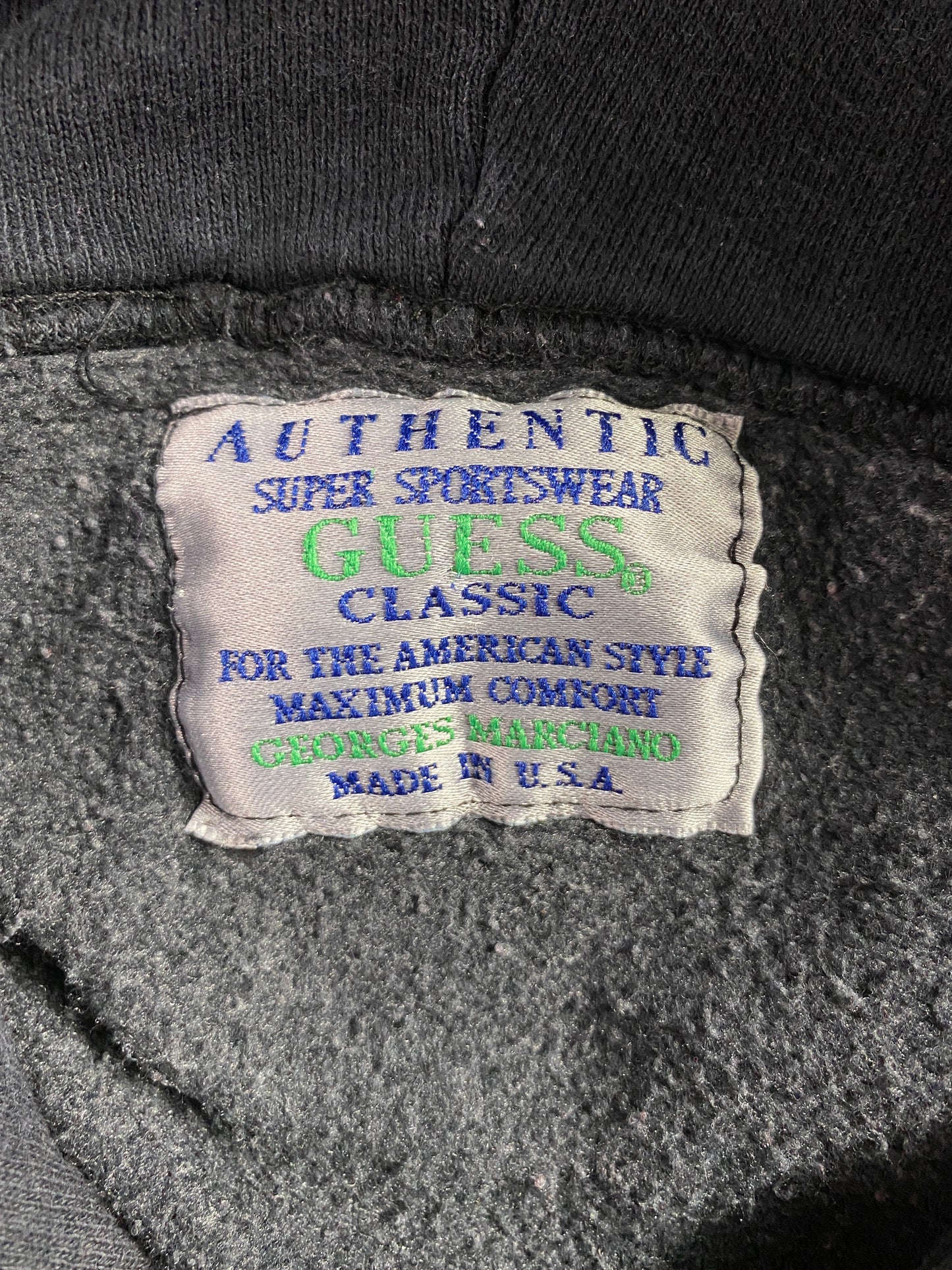 1993 GUESS ATHLETIC Made in USA Size XL Vintage Hoodie Sweat-Shirt / A6041