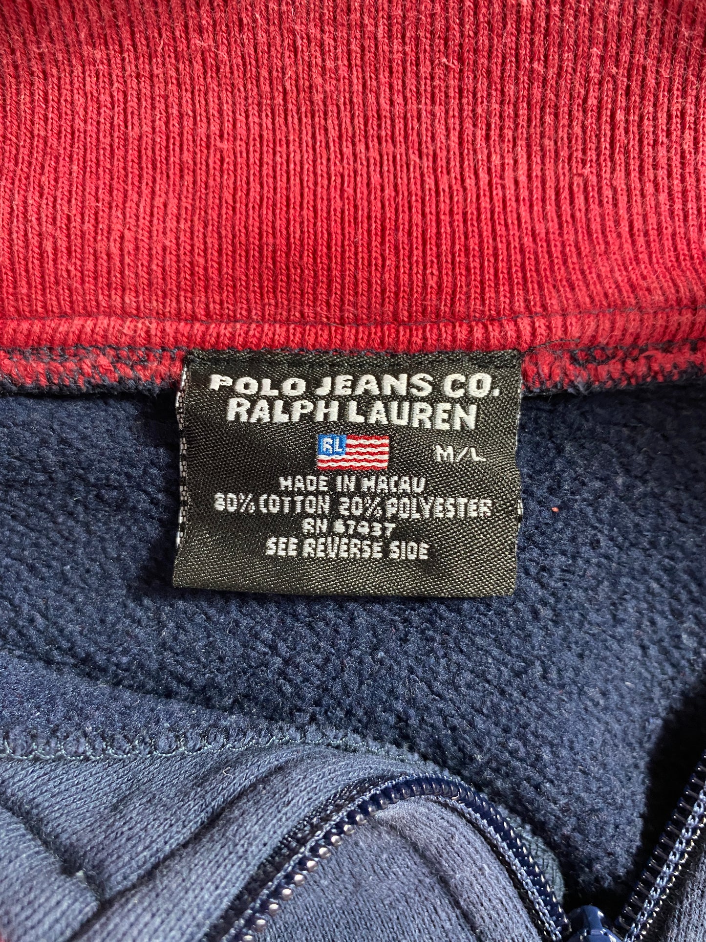 90’s POLO JEANS RALPH LAUREN Size M/L Vintage Half Zip Sweat-Shirt / A6043