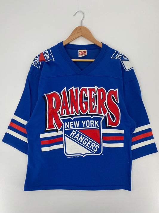 1992 NEW YORK RANGERS Made in USA Size L Vintage NHL Game Shirt / A1725
