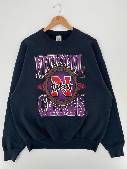 1994 NEBRASKA HUSKERS Made in USA Size XXL Vintage College Sweat shirt / A1739