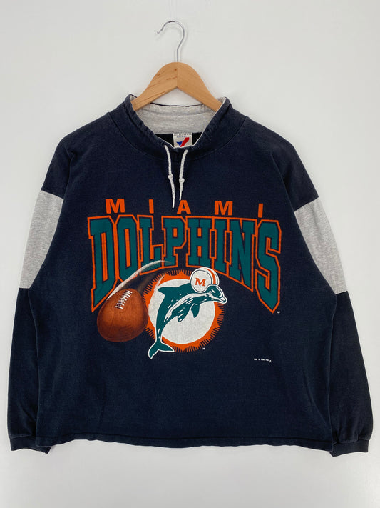 1993 MIAMI DOLPHINS Made in USA Size L Vintage NFL Long Sleeve T-Shirt / A1765