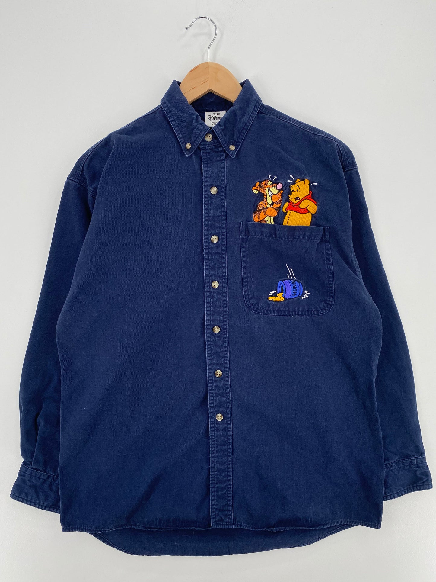 00’ DISNEY WINNIE THE POOH Size No Tag (Approx.M) Vintage Button-Down Shirt / E3600B