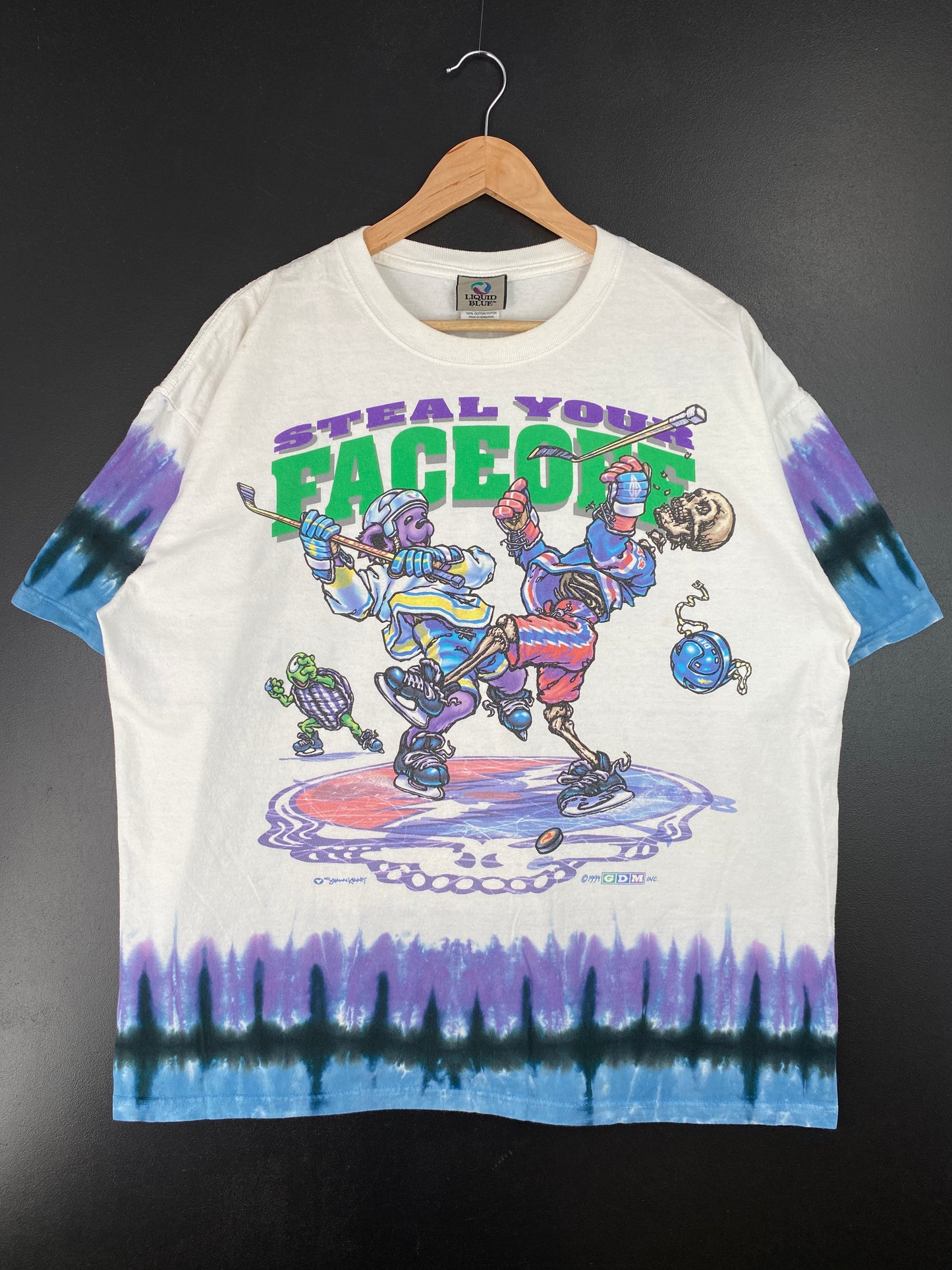 1994 LIQUID BLUE x GRATEFUL DEAD STEAL YOUR FACEOFF TIE-DYE Size XL Vintage Music T-shirt / A6675