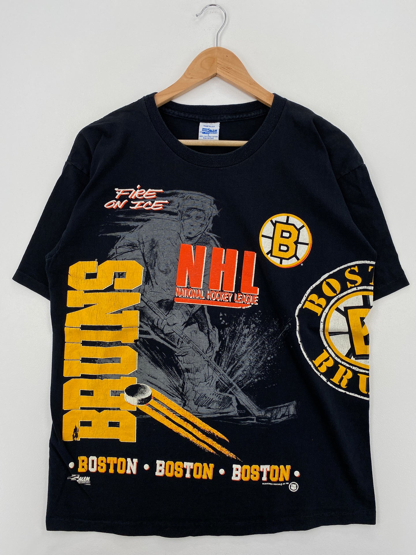 1990 SALEM x BOSTON BRUINS Made in USA Size L Vintage NHL T-shirt / A6674