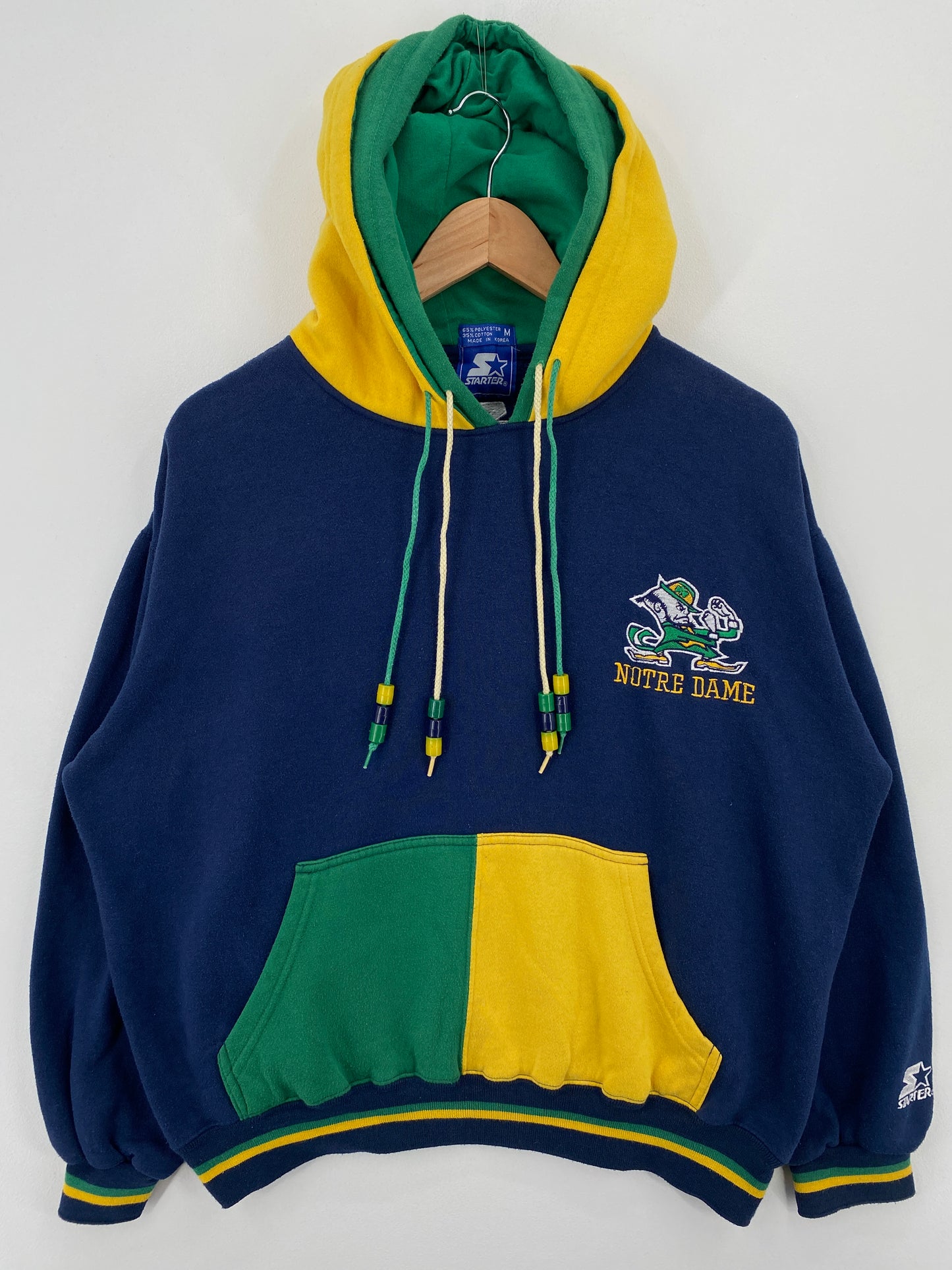 90’s STARTER x NOTRE DAME Size M Vintage College Double Hoodie Sweat-shirt / A6937
