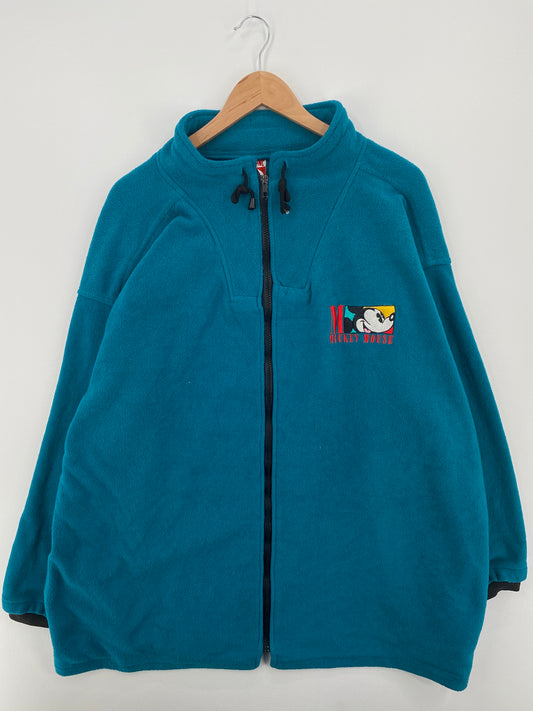.90’s DISNEY MICKEY Size XXL Vintage Zip Up Fleece Jacket / A8118