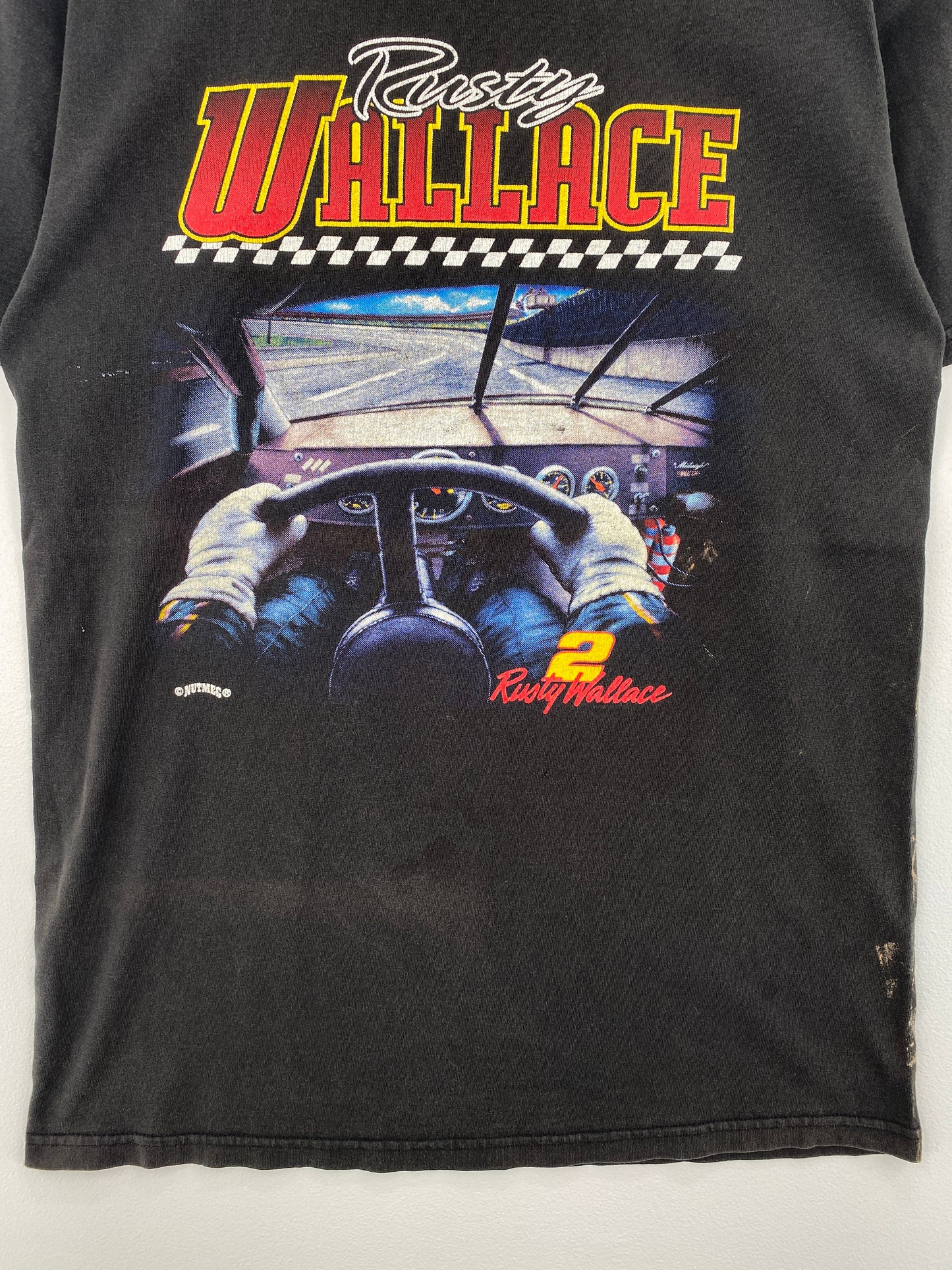 90's NASCAR RUSTY WALLACE Made in USA Size XL Vintage Racing T-Shirt / A8180
