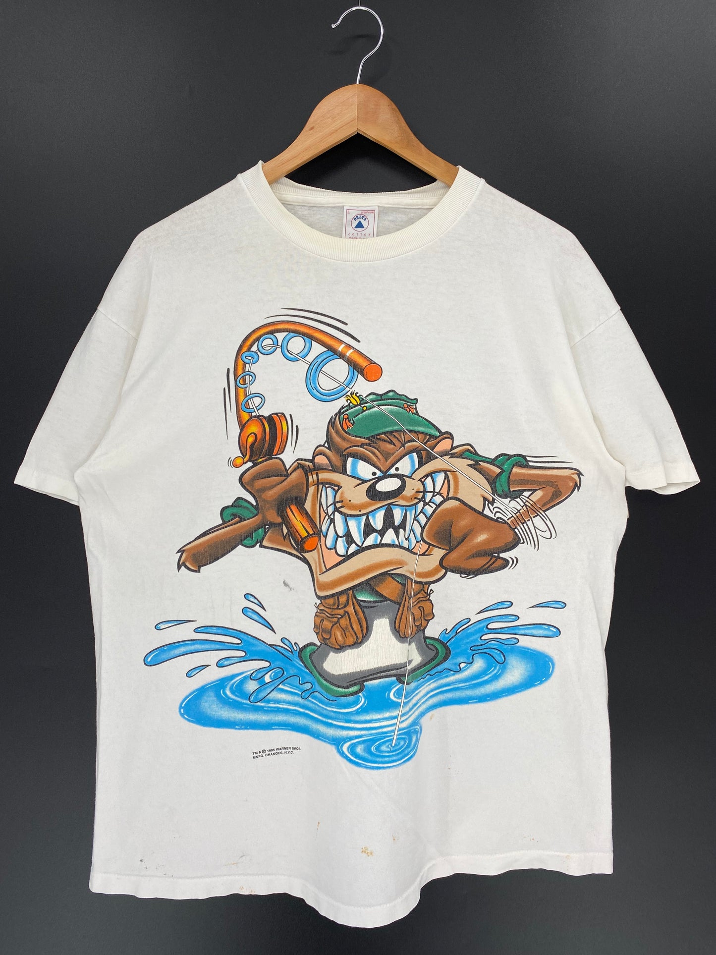 1995 LOONEY TUNES TAZ Made in USA Size L Vintage T-Shirt / 9443