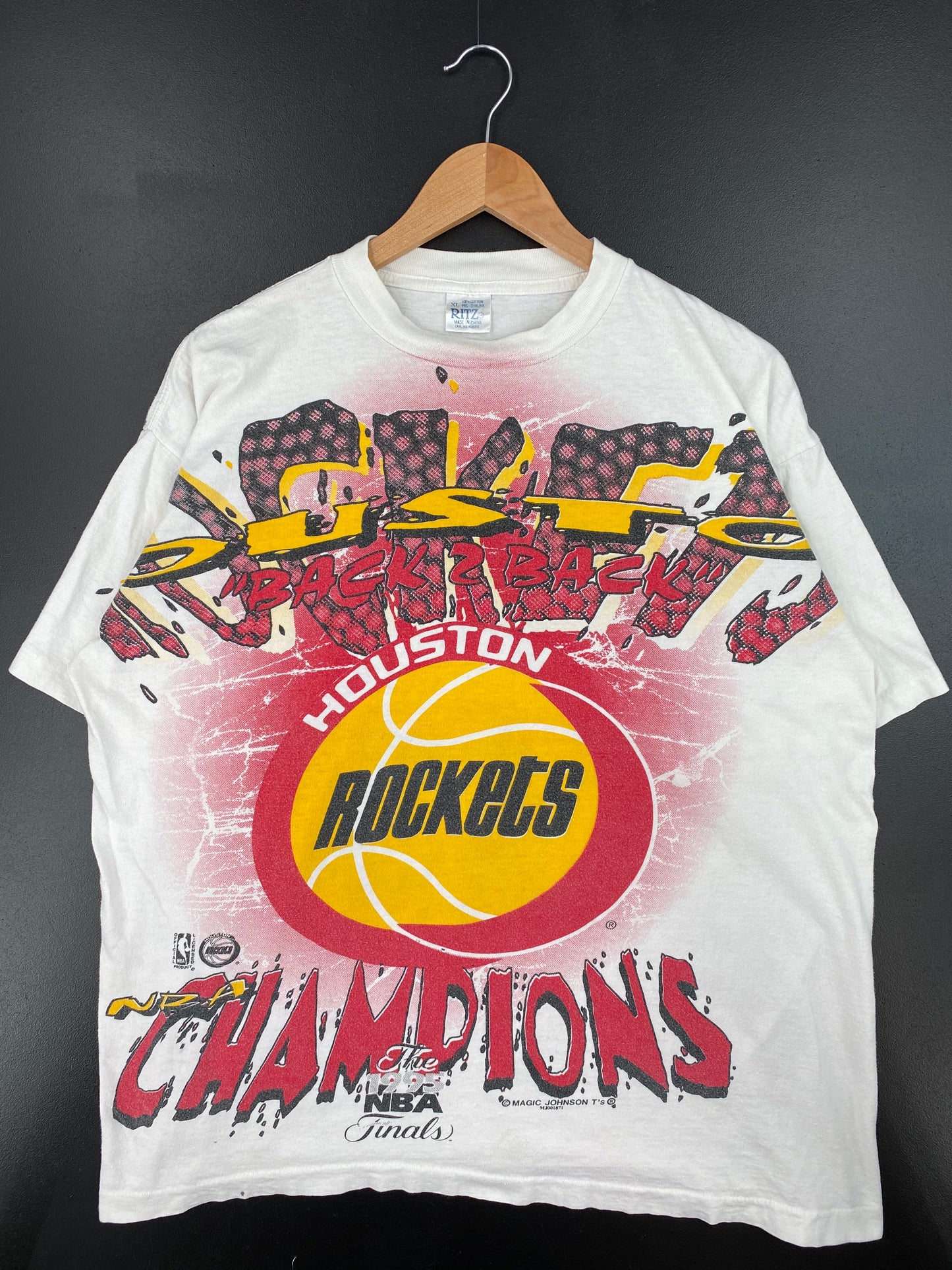 1995 HUSTON ROCKETS Size XL Vintage NBA T-shirt / A1082