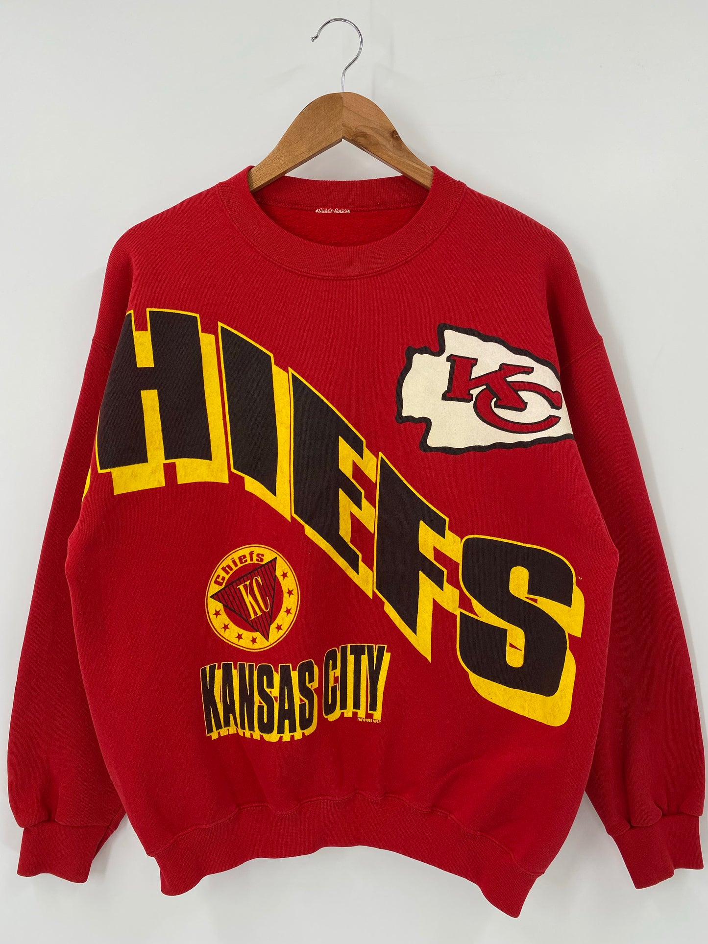 1993 KANSAS CITY CHIEFS Size No Tag (Approx.L) Vintage NFL Sweat shirt / K4696