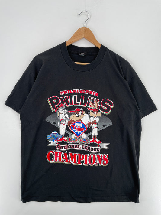 1993 LOONEY TUNES x PHILADELPHIA PHILLIES Made in USA Size XL Vintage MLB T-Shirt / A5169