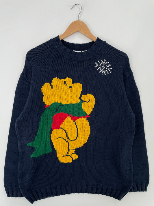 00' DISNEY WINNIE THE POOH Size XL Vintage Cotton Knitwear / E4159K