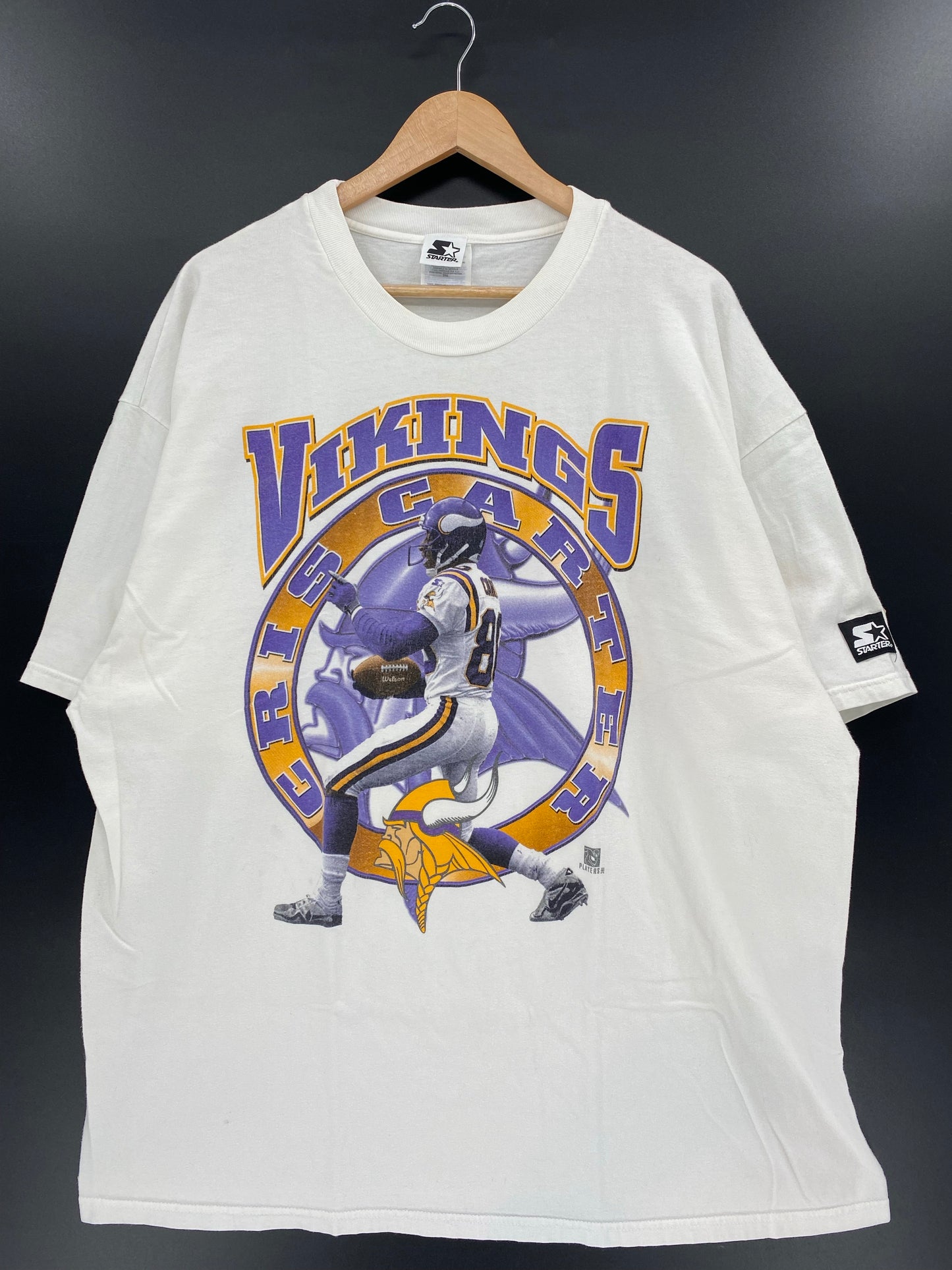 90’s STARTER x VIKINGS CRIS GARTER Size XXL Vintage NFL T-Shirts / K4884