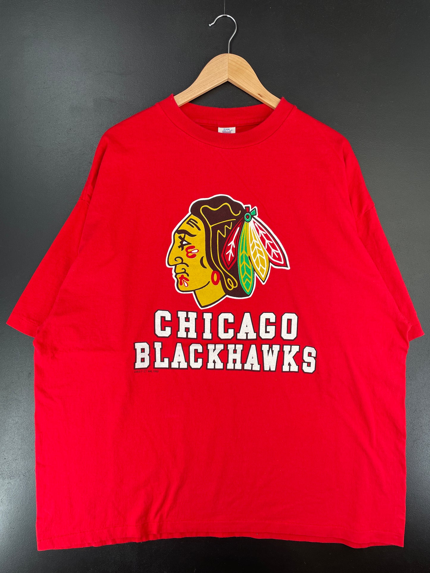 1992 CHICAGO BLACKHAWKS Made in USA Size XXXL Vintage NFL T-Shirt / E5255T