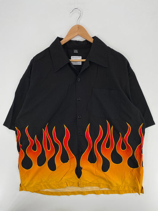 .Vintage FLAME Size XXL Button-Down Shirt / A6359