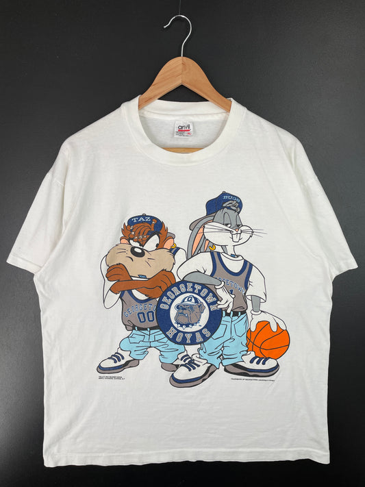1993 LOONEY TUNES x GRORGETOWN HOYAS Made in USA Size XL Vintage College T-Shirt / A7799