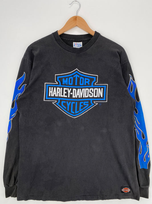1989 HARLEY DAVIDSON Made in USA Size XL Vintage Long Sleeve T-Shirt / A677