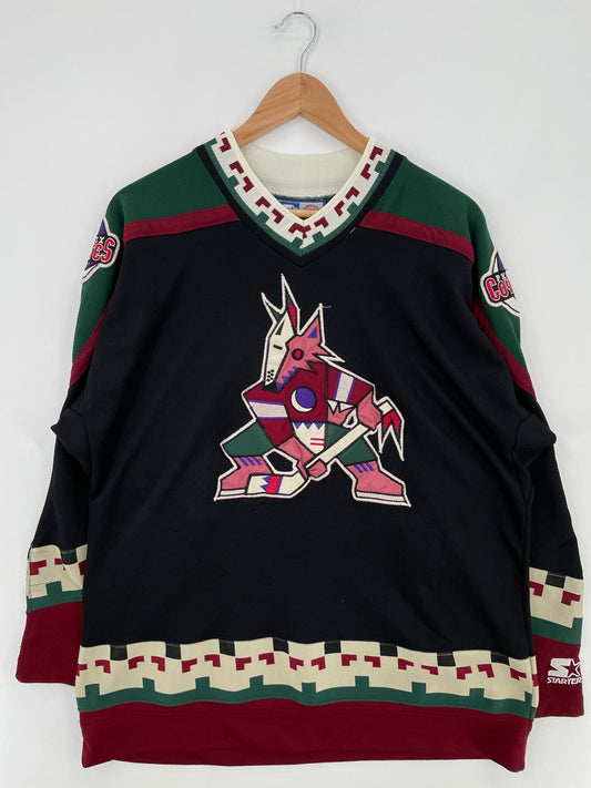 90’s STARTER x PHOENIX COYOTES Size L Vintage NHL Hockey Game Shirt / E720