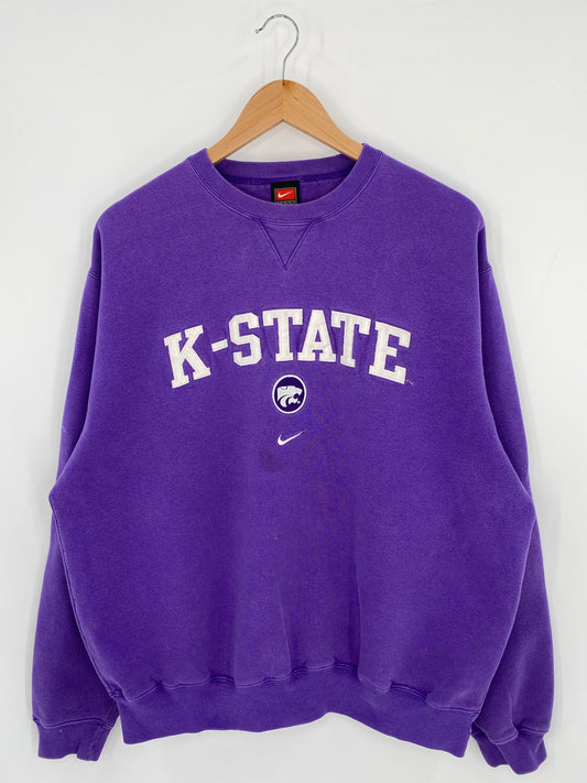 00’ NIKE KANSAS STATE UNIVERSITY WILDCATS Size M Vintage College Sweat-shirt / K6357