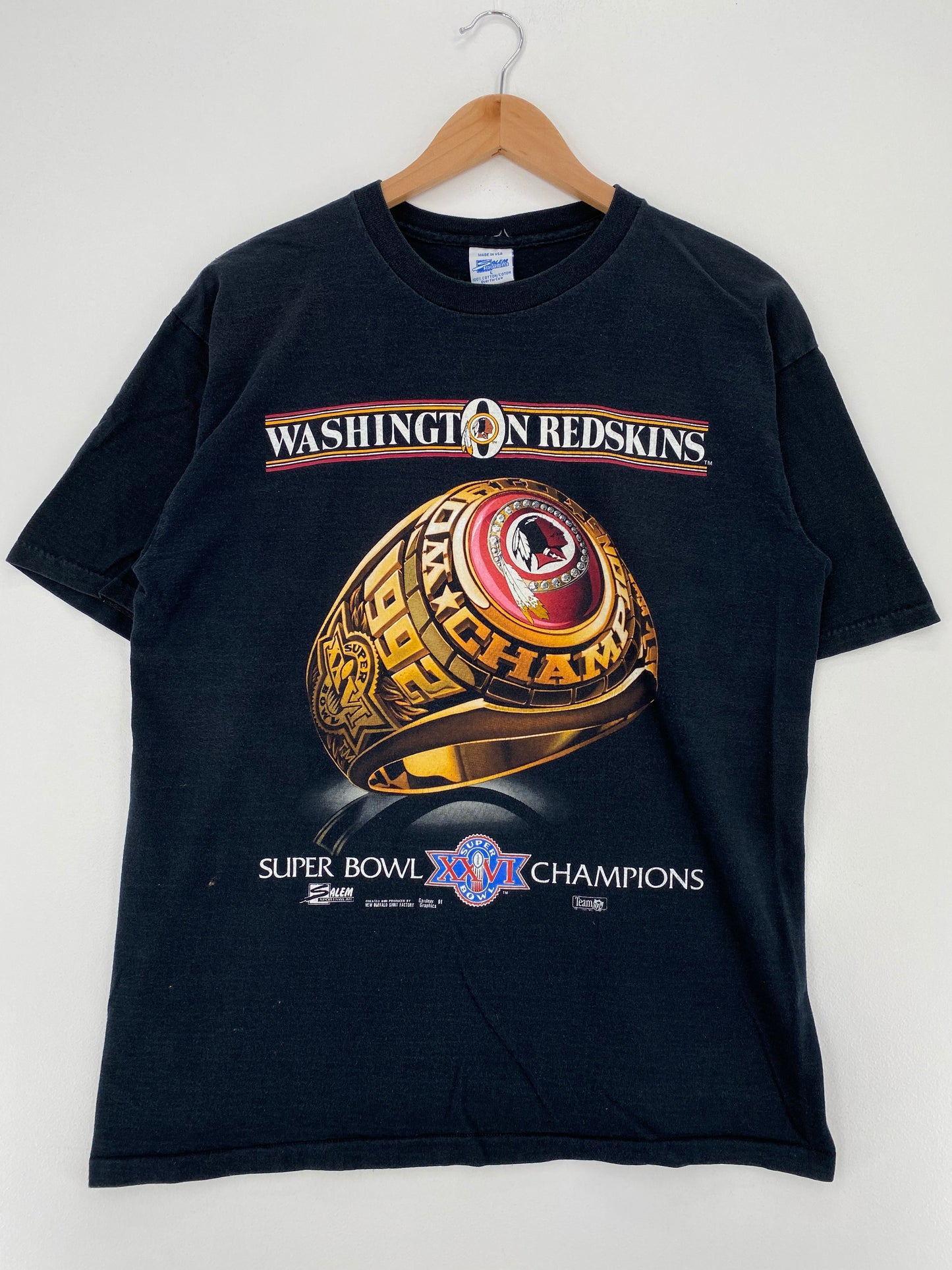 1992 WASHINGTON REDSKINS Made in USA Size L Vintage NFL T-Shirt / A2713
