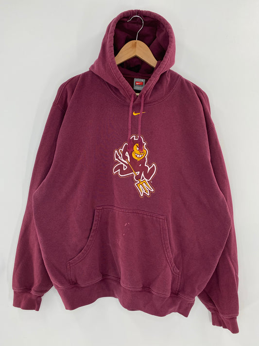 00' UNIVERSITY OF ARIZONA DUN DEVILS Size L Vintage Hoodie Sweat shirt / K5179