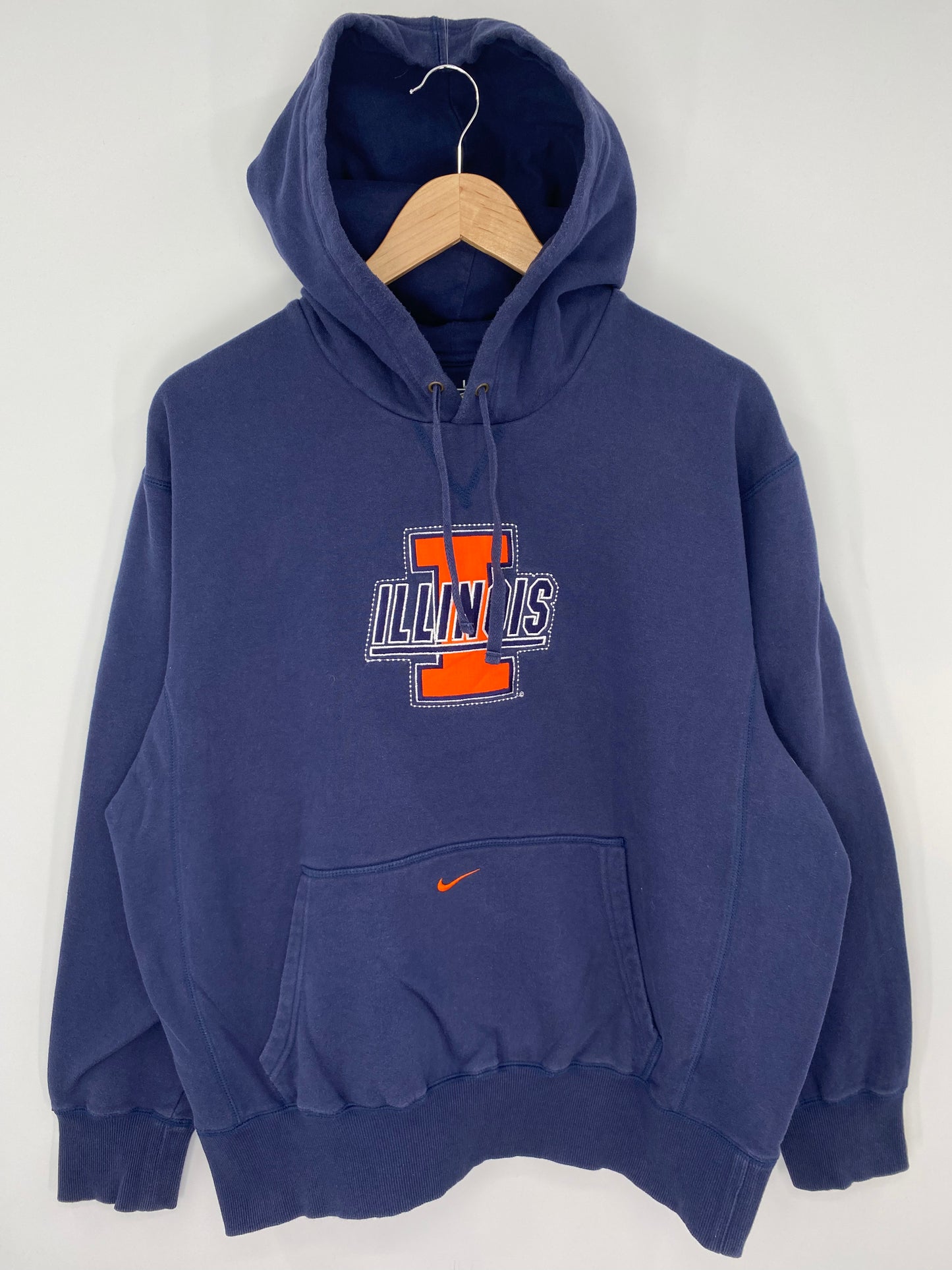 00' NIKE ILLINOIS Size L Vintage College Hoodie Sweat-Shirts/ K9945