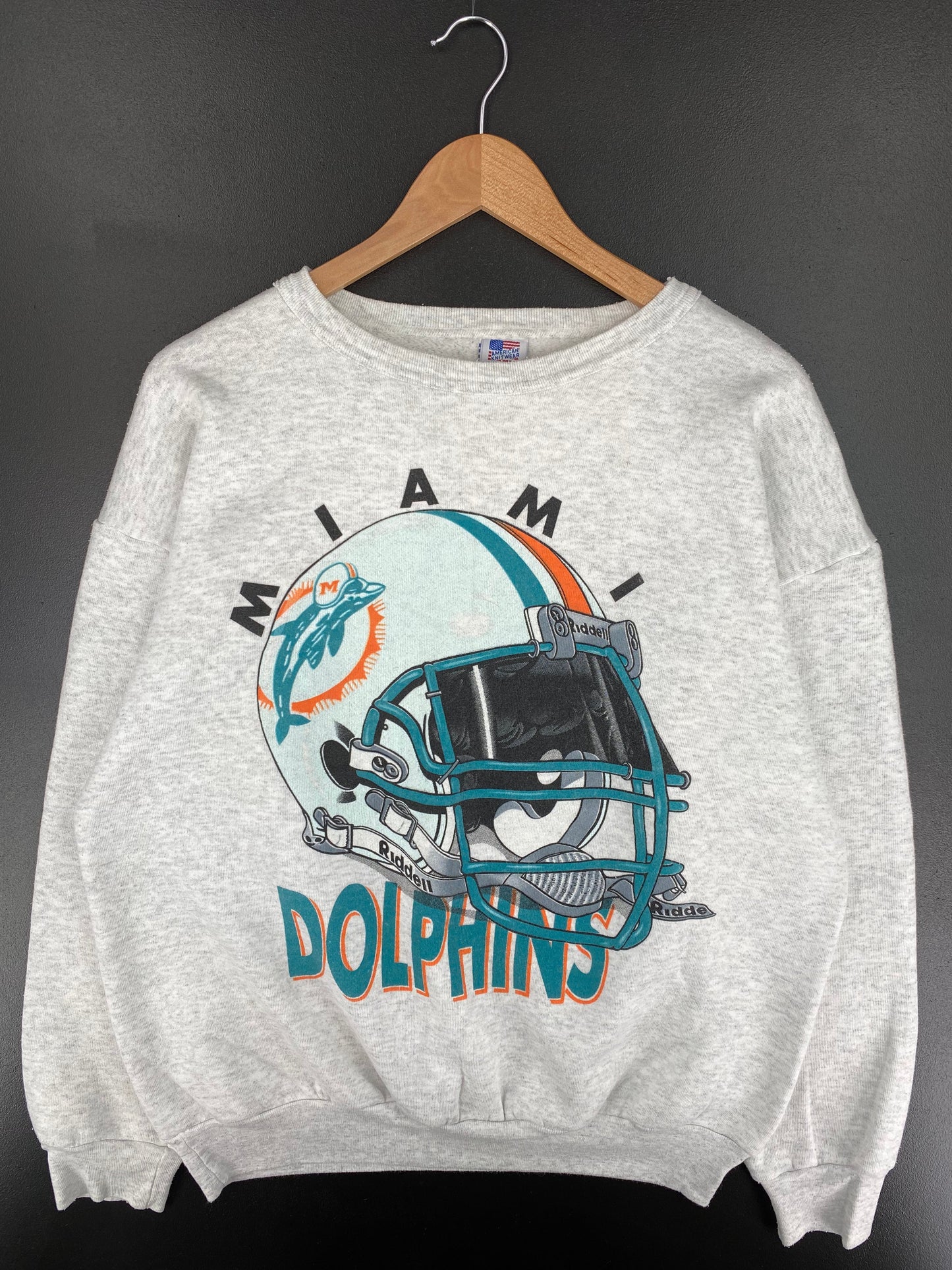 .90’s MIAMI DOLPHINS Made in USA Size XL Vintage NFL Sweat-shirt / E5154S