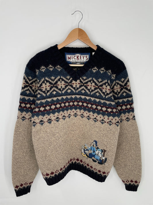 00' DISNEY MICKEY AND FRIENDS Size S Wool Knit Sweater / K8100