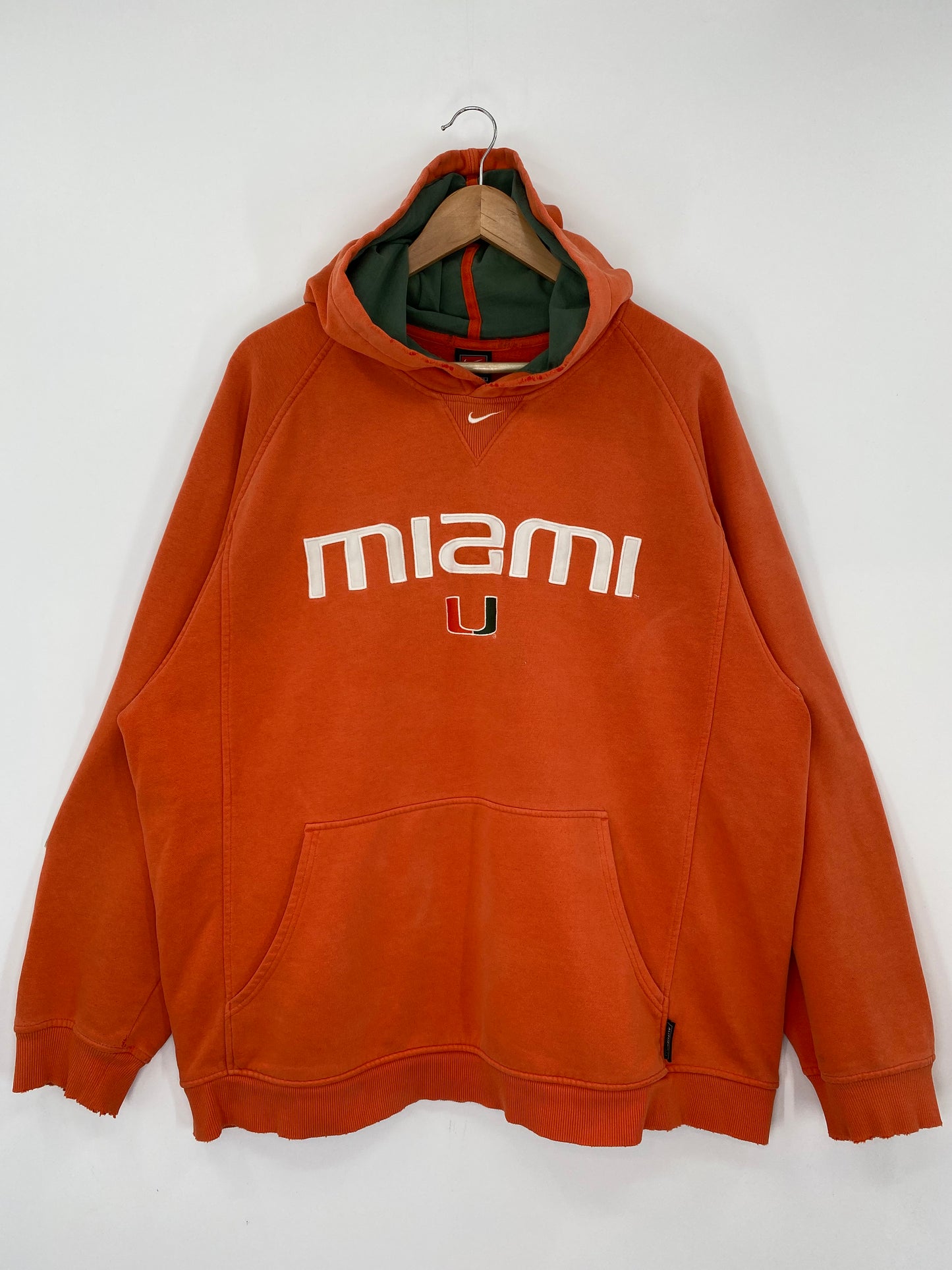 00' NIKE UNIVERSITY OF MIAMI Size XL Vintage College Hoodie Sweat-Shirts/ K9833
