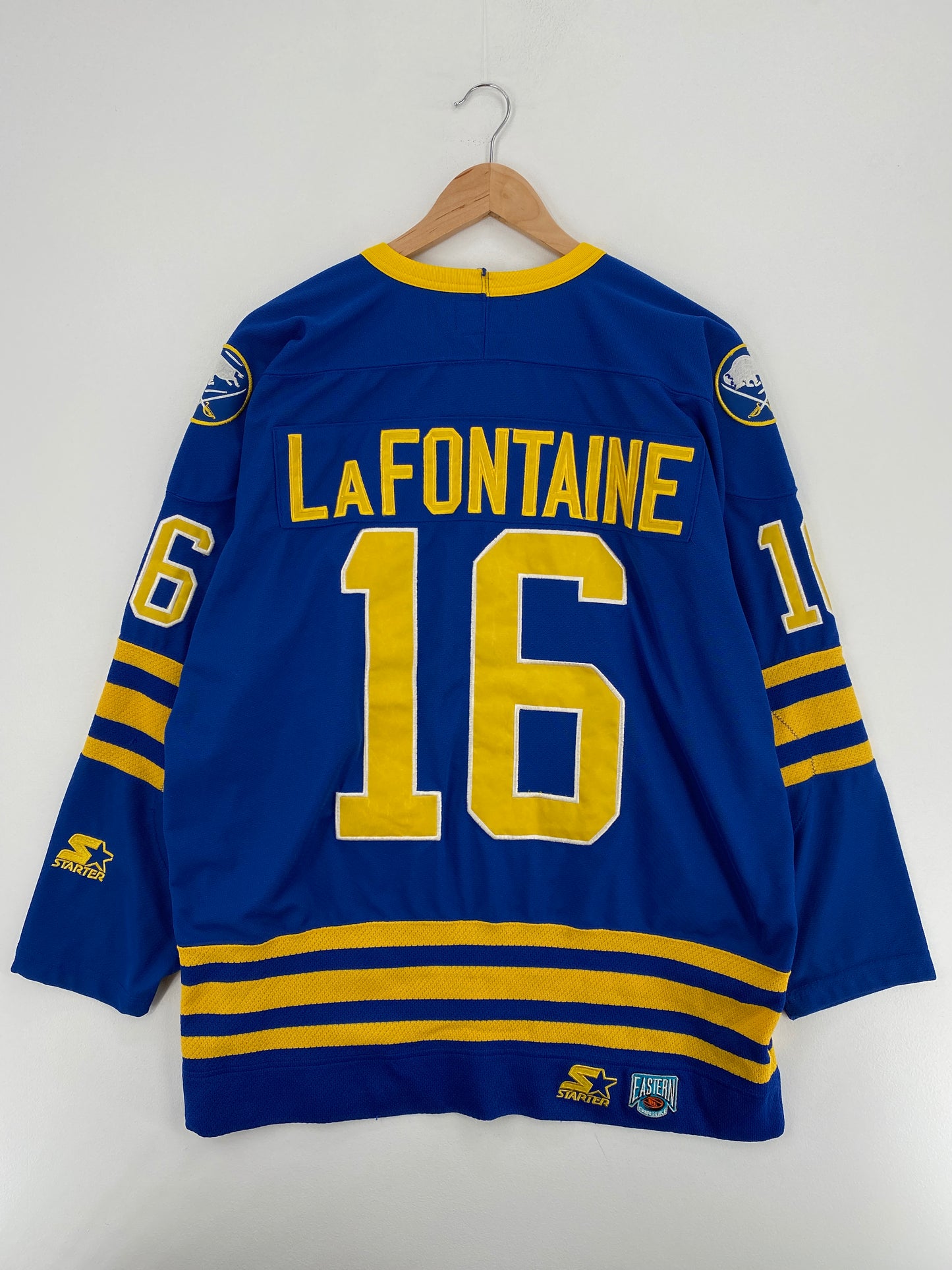 90’s STARTER x BUFFALO SABRES PAT LAFONTAINE Size L NHL Hockey Game Shirt / A5391
