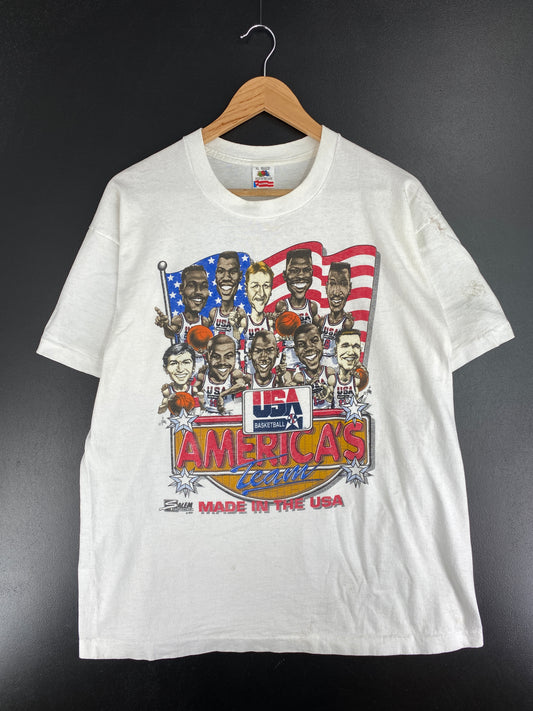 1991 USA BASKETBALL Made in USA Size XL Vintage T-Shirts / A6286