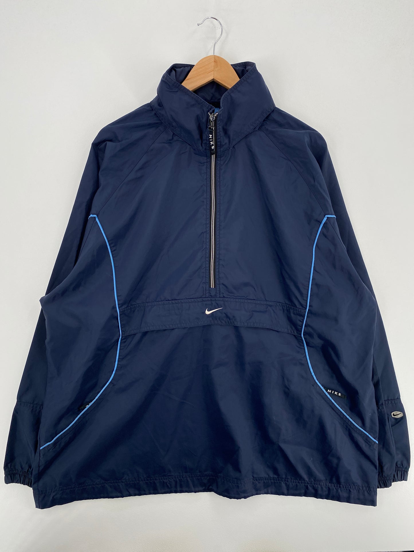 00’ NIKE Size XL Vintage Hoodie Half Zip Nylon-Jacket / A6243