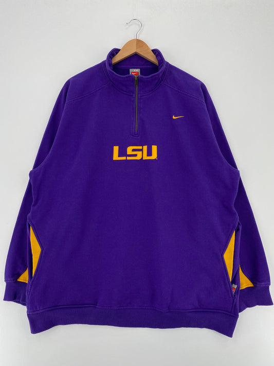 00' NIKE x LSU Size XXL Vintage College Half-Zip Sweat-Shirt / E3645S
