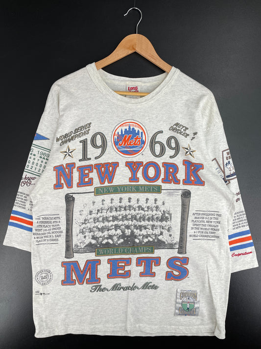 1993 NEW YORK METS Made in USA Size L Vintage MLB T-Shirt / E2883T