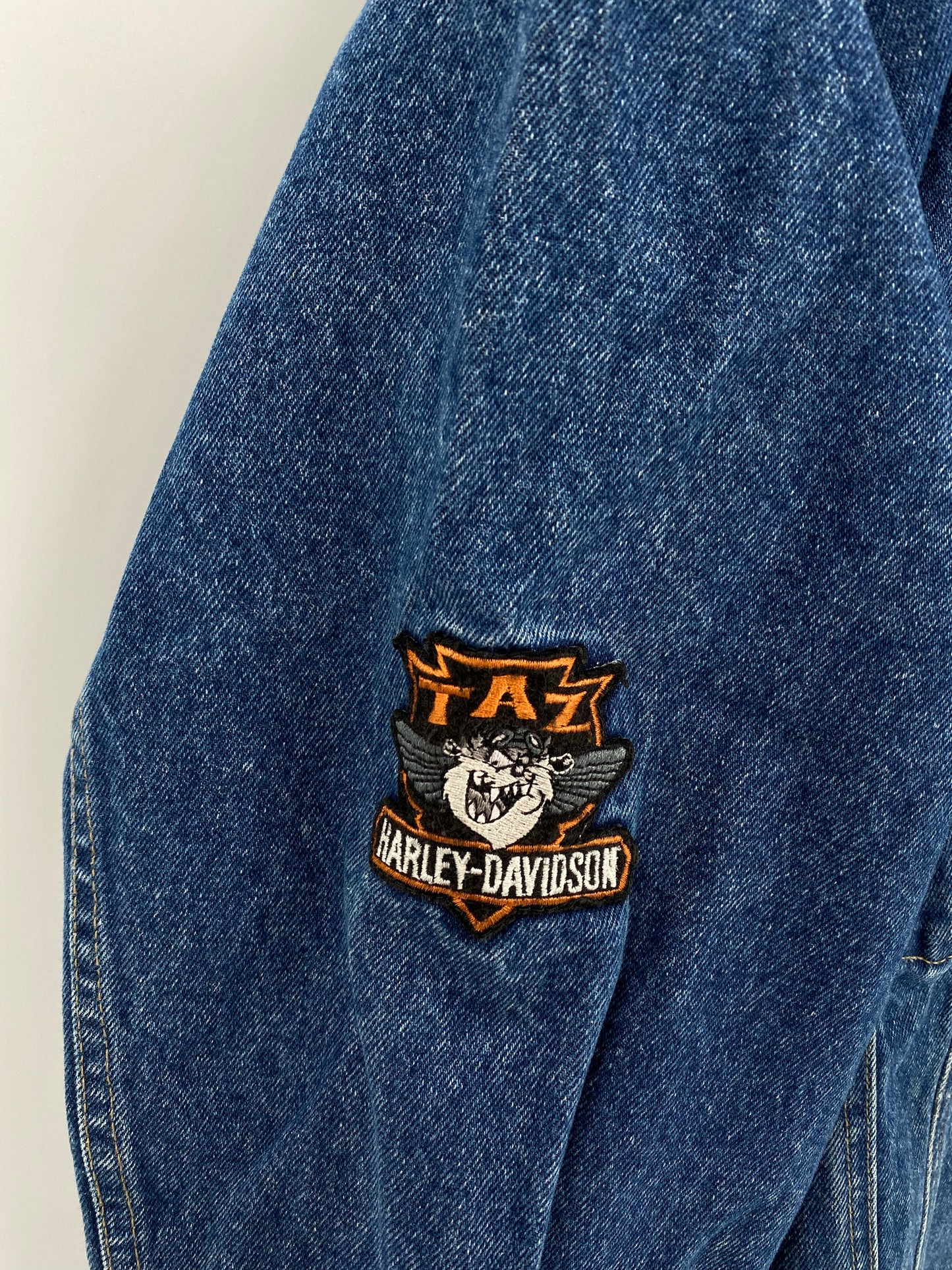 1999 HARLEY DAVIDSON LOONEY TUNES TAZ Size L Vintage Denim Jacket / K4324