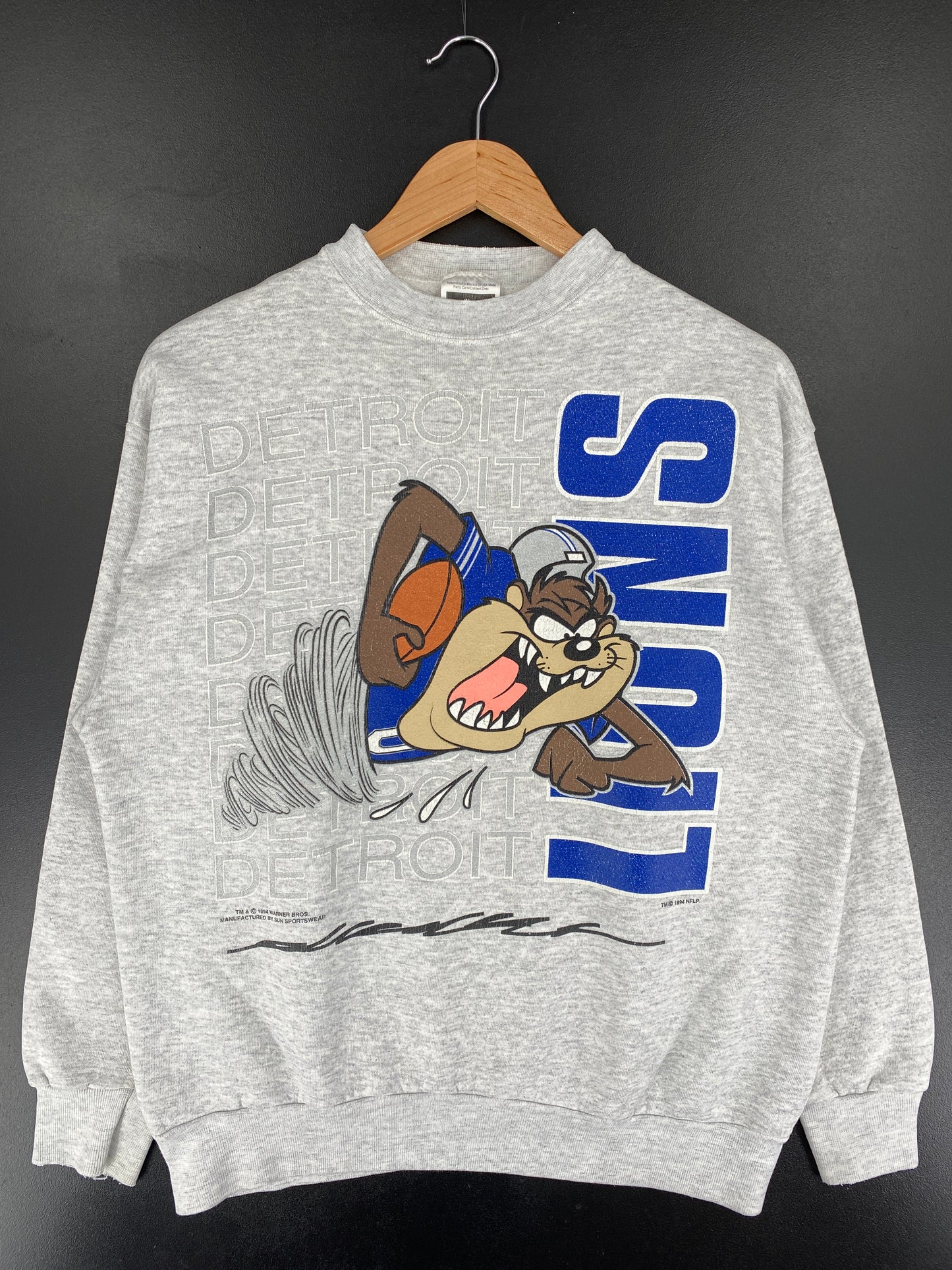 1994 DETROIT LIONS x LOONEY TUNES TAZ Size L Vintage NFL Sweat-Shirt / E5987S