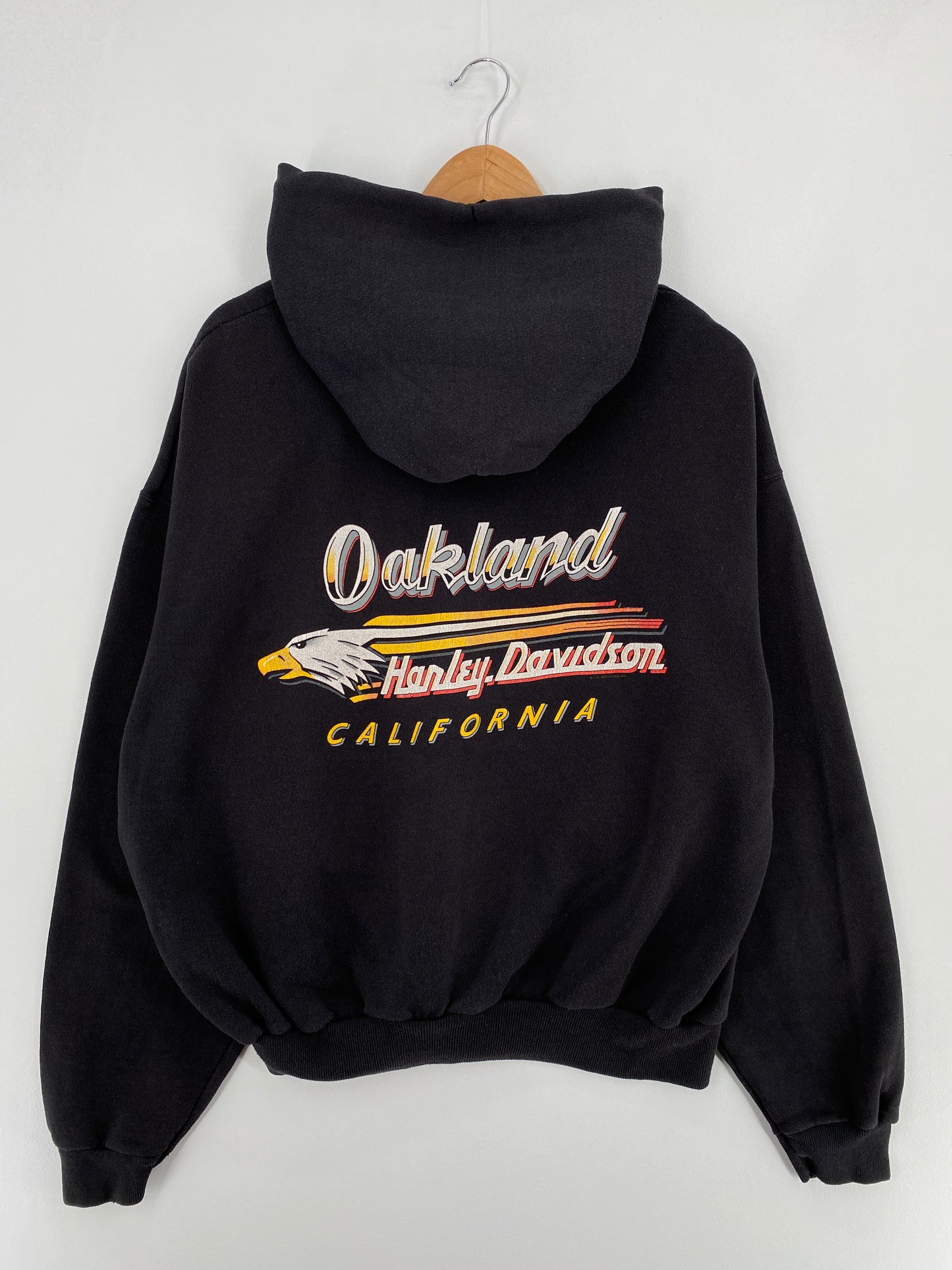 1990 HARLEY DAVIDSON Size XL Vintage Zip Up Hoodie Sweat-Shirt / E1041