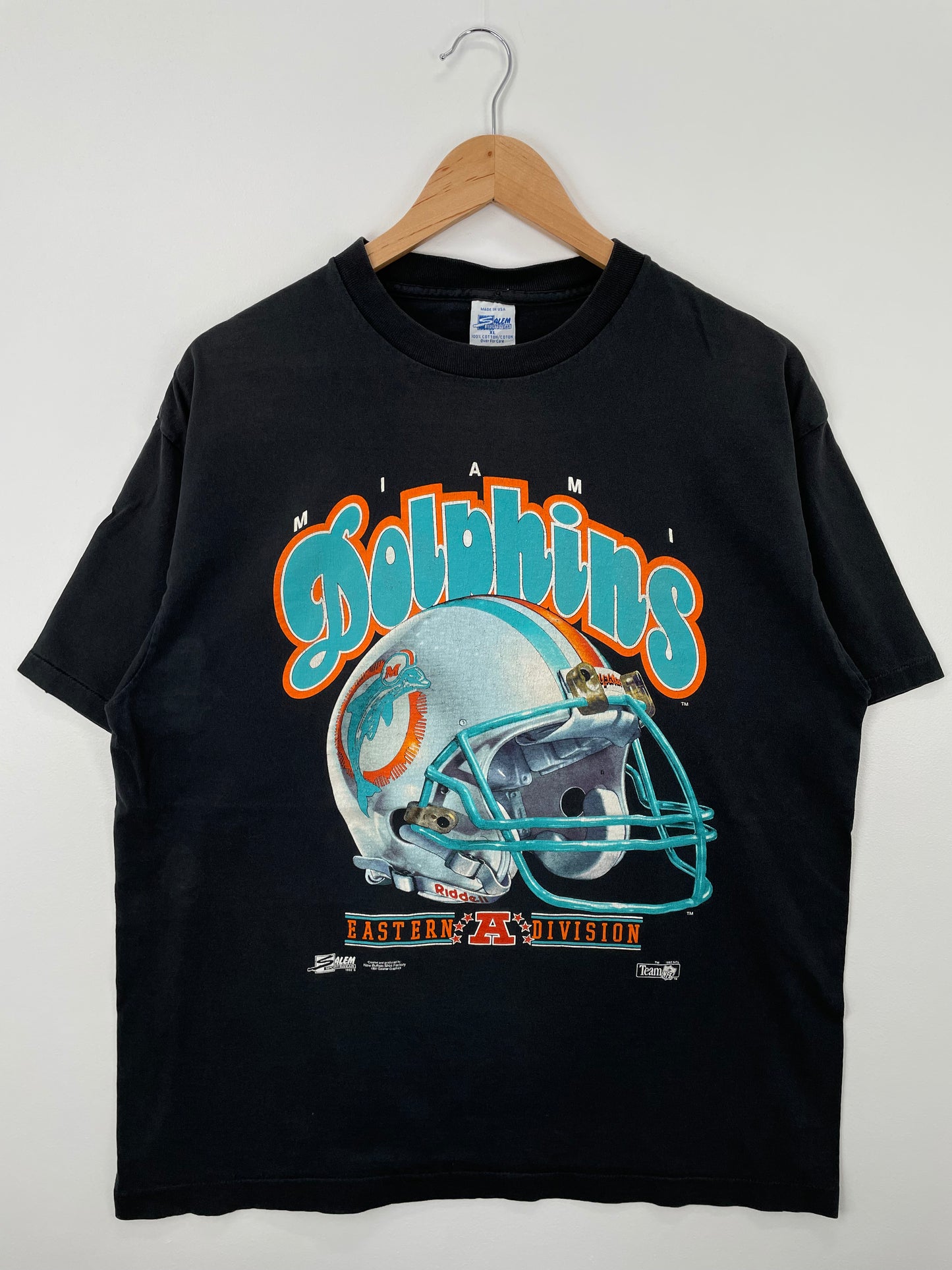 1992 SALEM x MIAMI DOLPHINS Made in USA Size XL Vintage NFL T-shirt / A1279