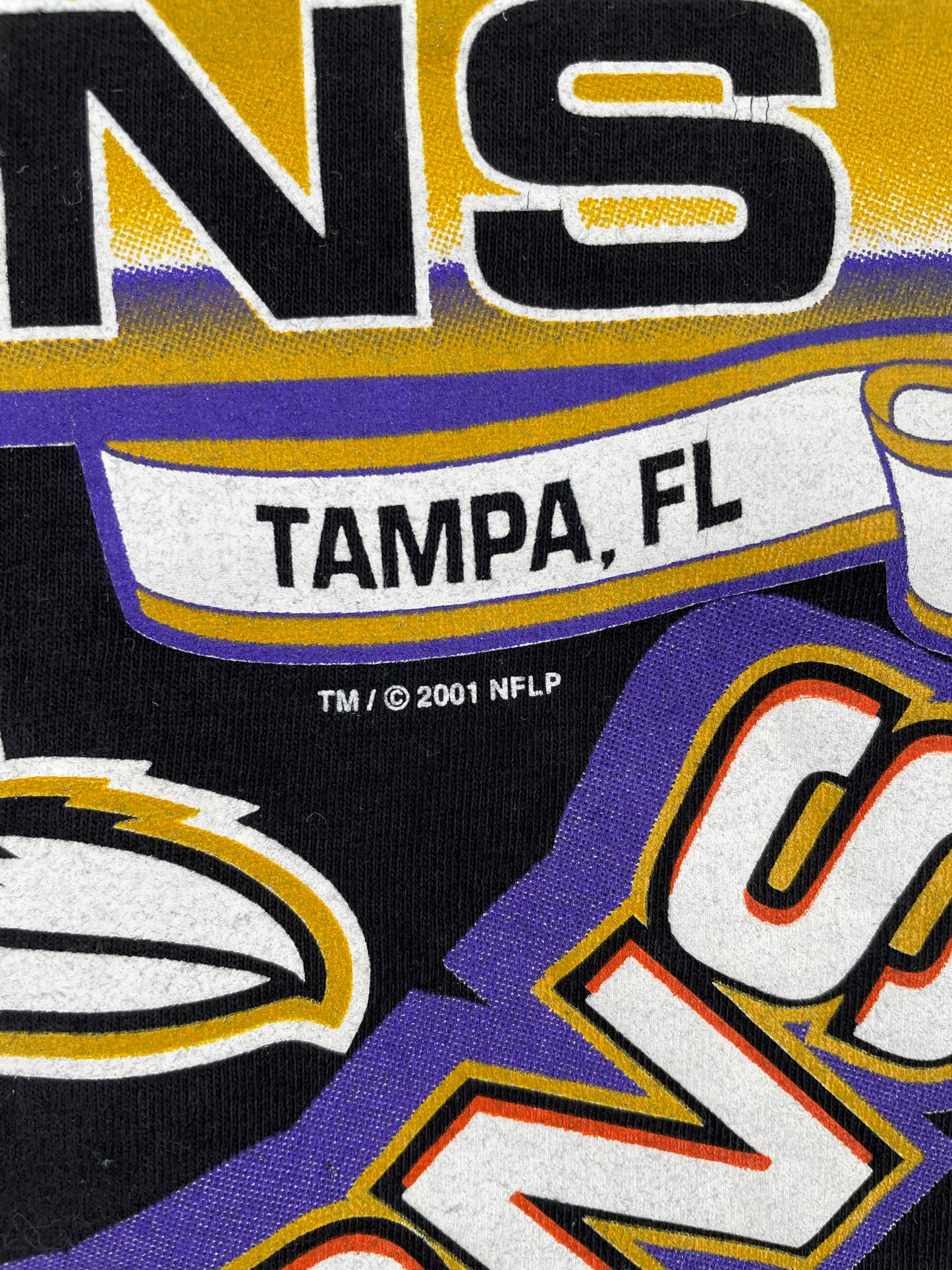 2001 SUPER BOWL BALTIMORE RAVENS Size XXL Vintage NFL T-Shirt / A1681