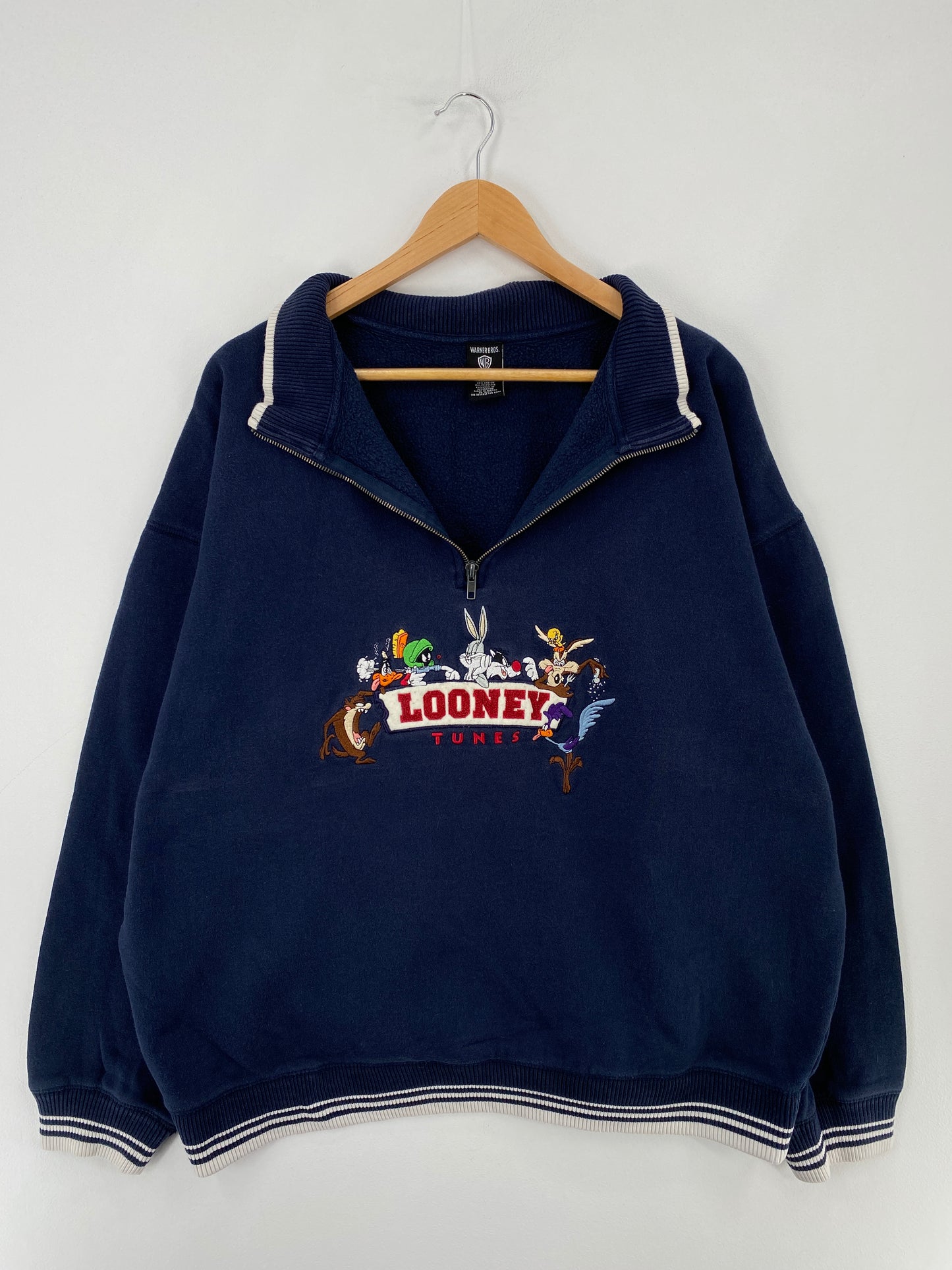 1998 LOONEY TUNES Size XXL Vintage Half Zip Sweat-shirt / E3726S