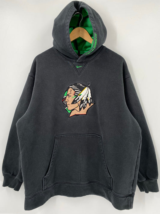 00’ NIKE UND FIGHTING SIOUX Size L Vintage Hoodie Sweat-Shirt / K4777