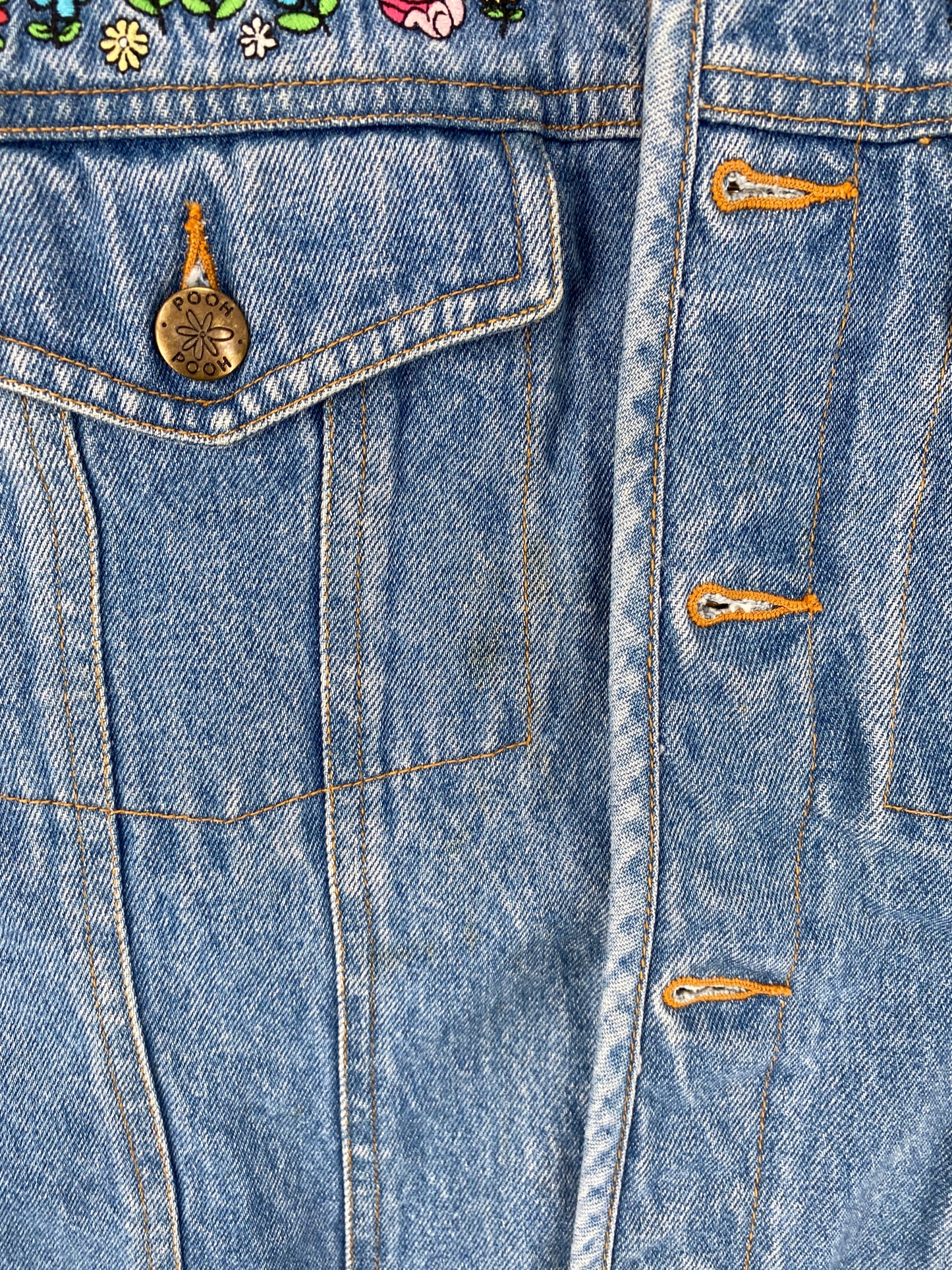 00’ DISNEY POOH AND PIGLET Size Ladies L Denim Jacket / A982
