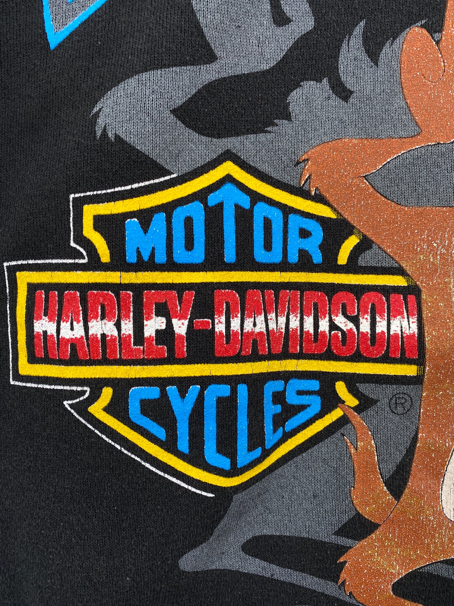 1993 HARLEY DAVIDSON x LOONEY TUNES TAZ Made in USA Size XL Vintage Sweat-Shirt / A7848