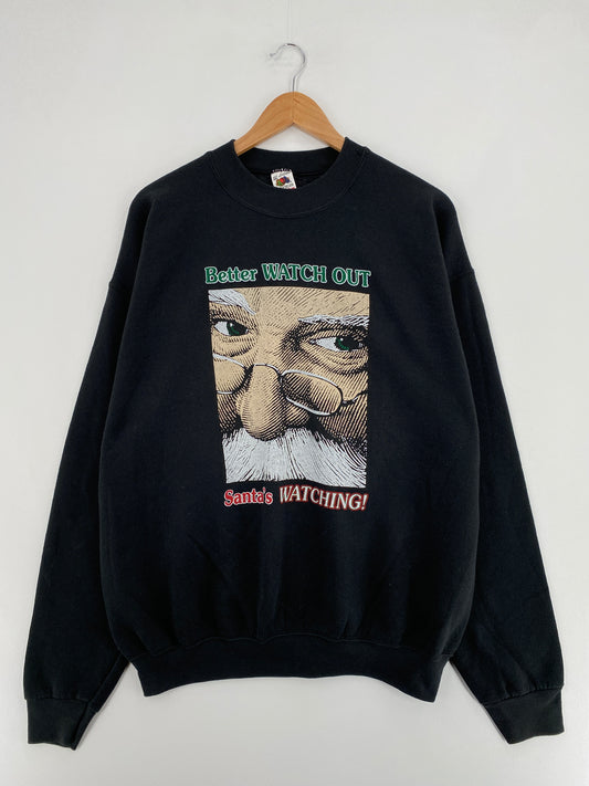 .90's SANTA CLAUS CHRISTMAS Made in USA Size XXL Vintage Sweat-shirt / E973