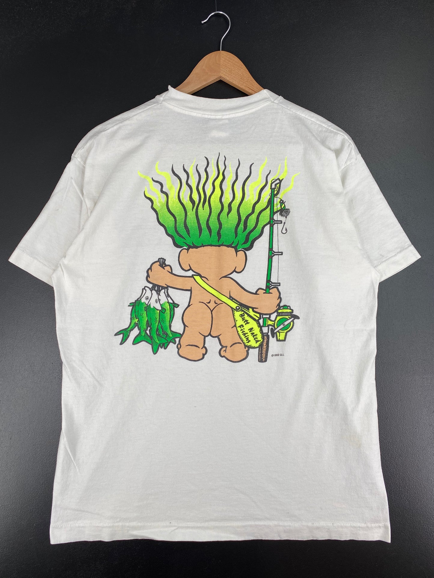 1992 BUTT NAKED FISHING Made in USA Size L Vintage T-Shirt / A3121