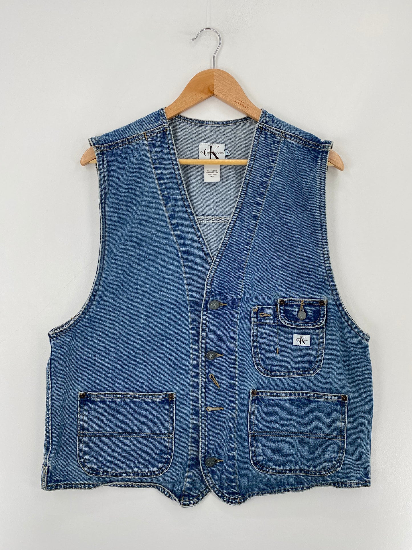 Vintage CALVIN KLEIN Size XL Vintage Denim Vest / E5208J