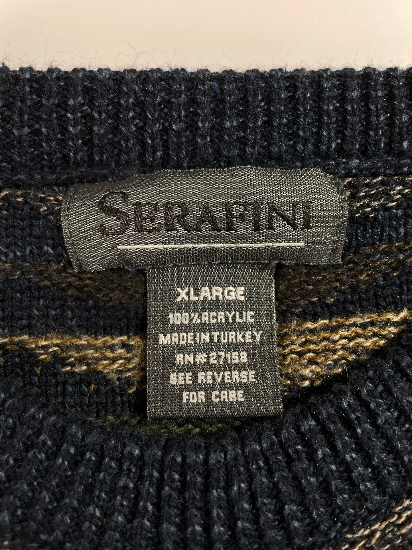 Vintage SERAFINI Size XL Acrylic Knit Sweater / E3526K