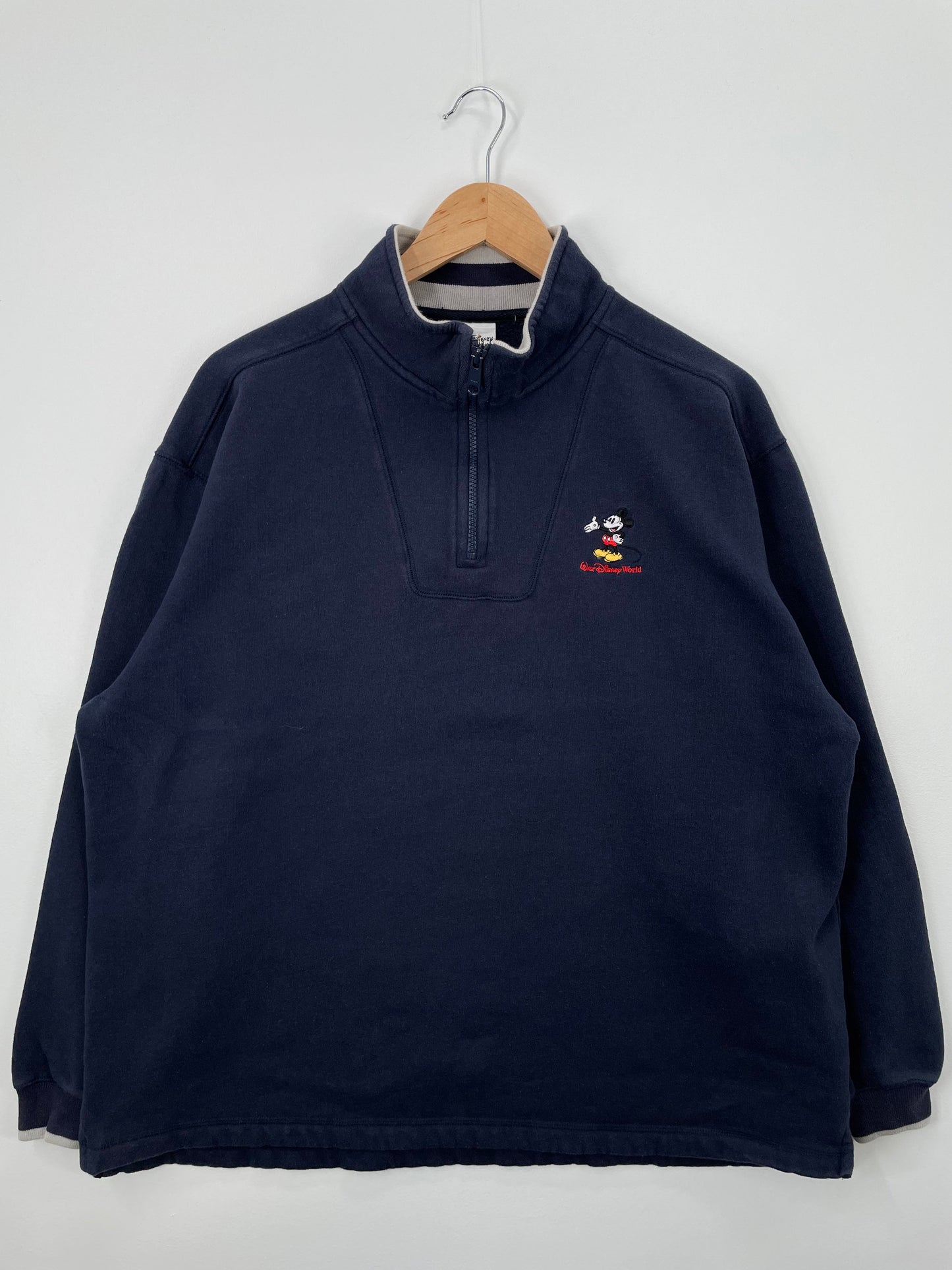 00' DISNEY MICKEY Size XL Vintage Half Zip-up Sweat-Shirt / E3614S